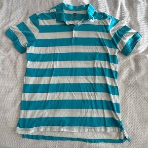 Large Blue and White Striped Polo Shirt